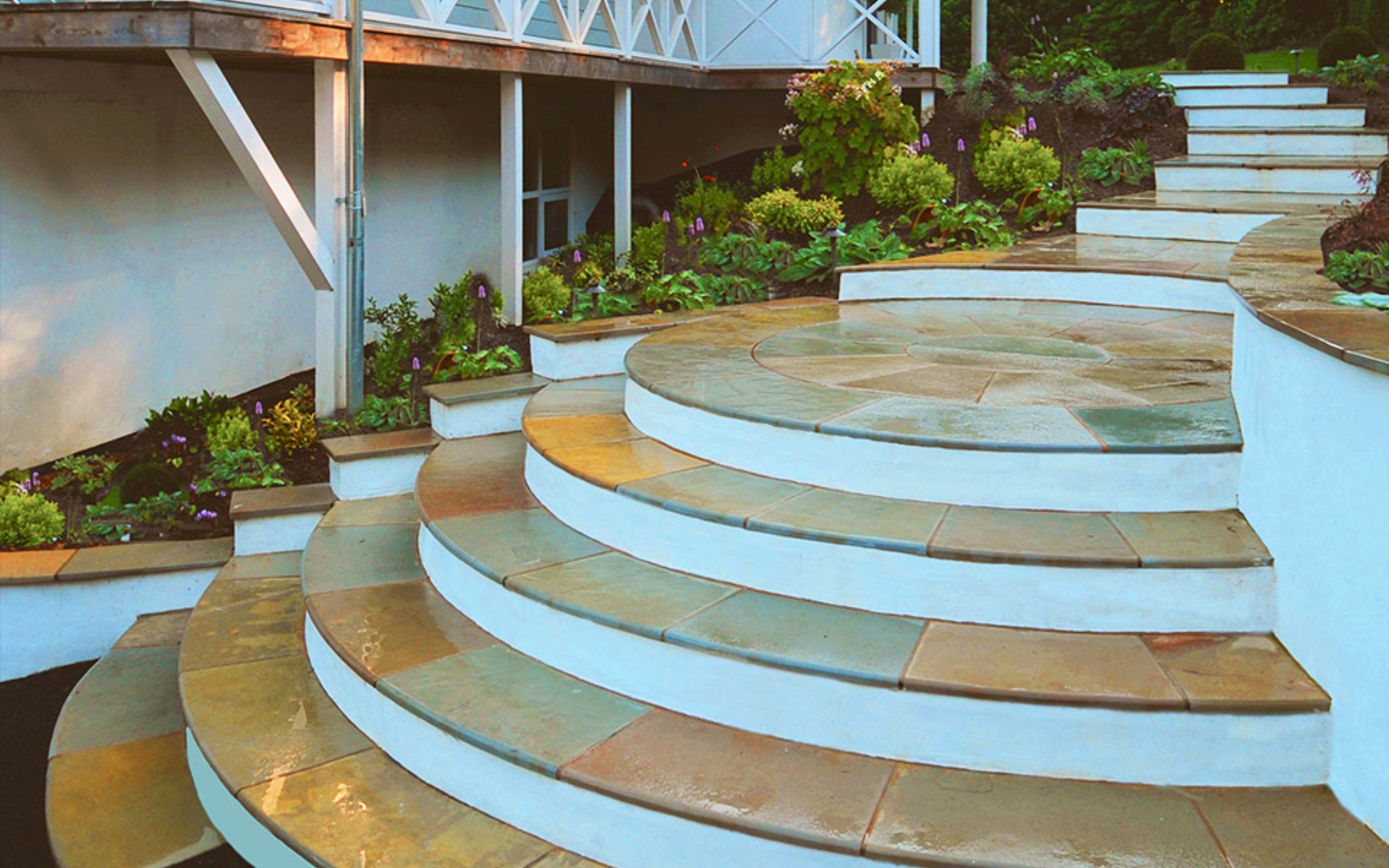 Surrey Haslemere curved garden steps design
