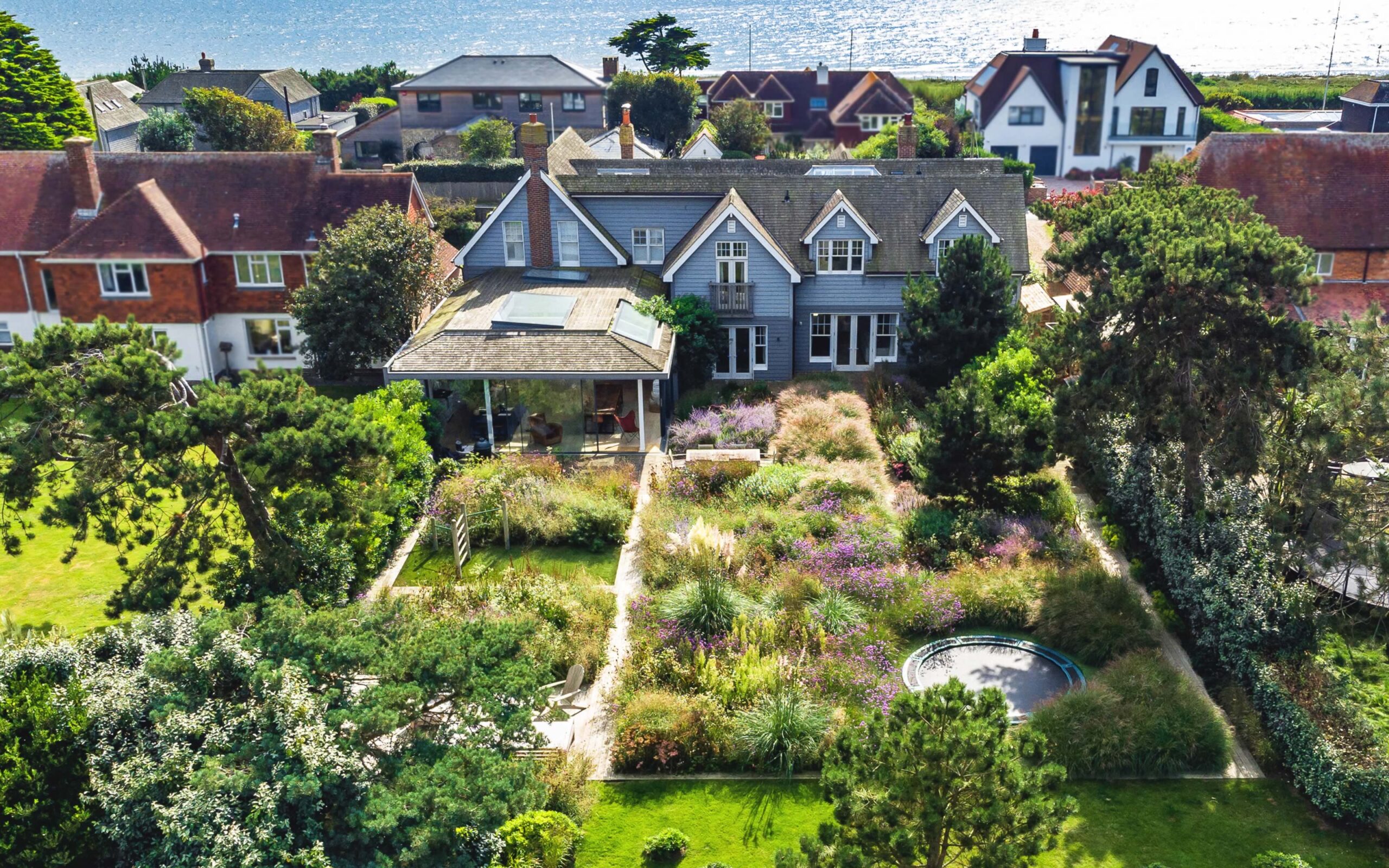 West Sussex coastal west wittering garden tom stuart aerial view